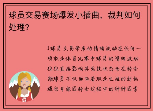 球员交易赛场爆发小插曲，裁判如何处理？
