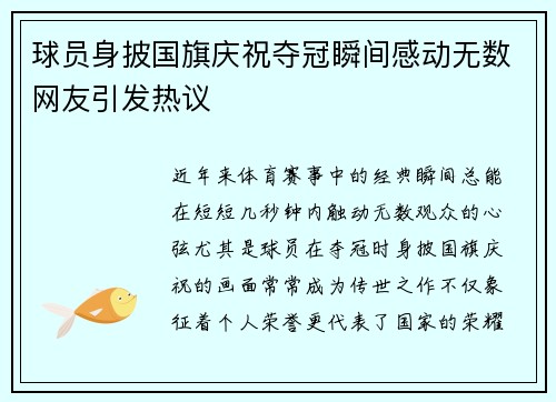 球员身披国旗庆祝夺冠瞬间感动无数网友引发热议